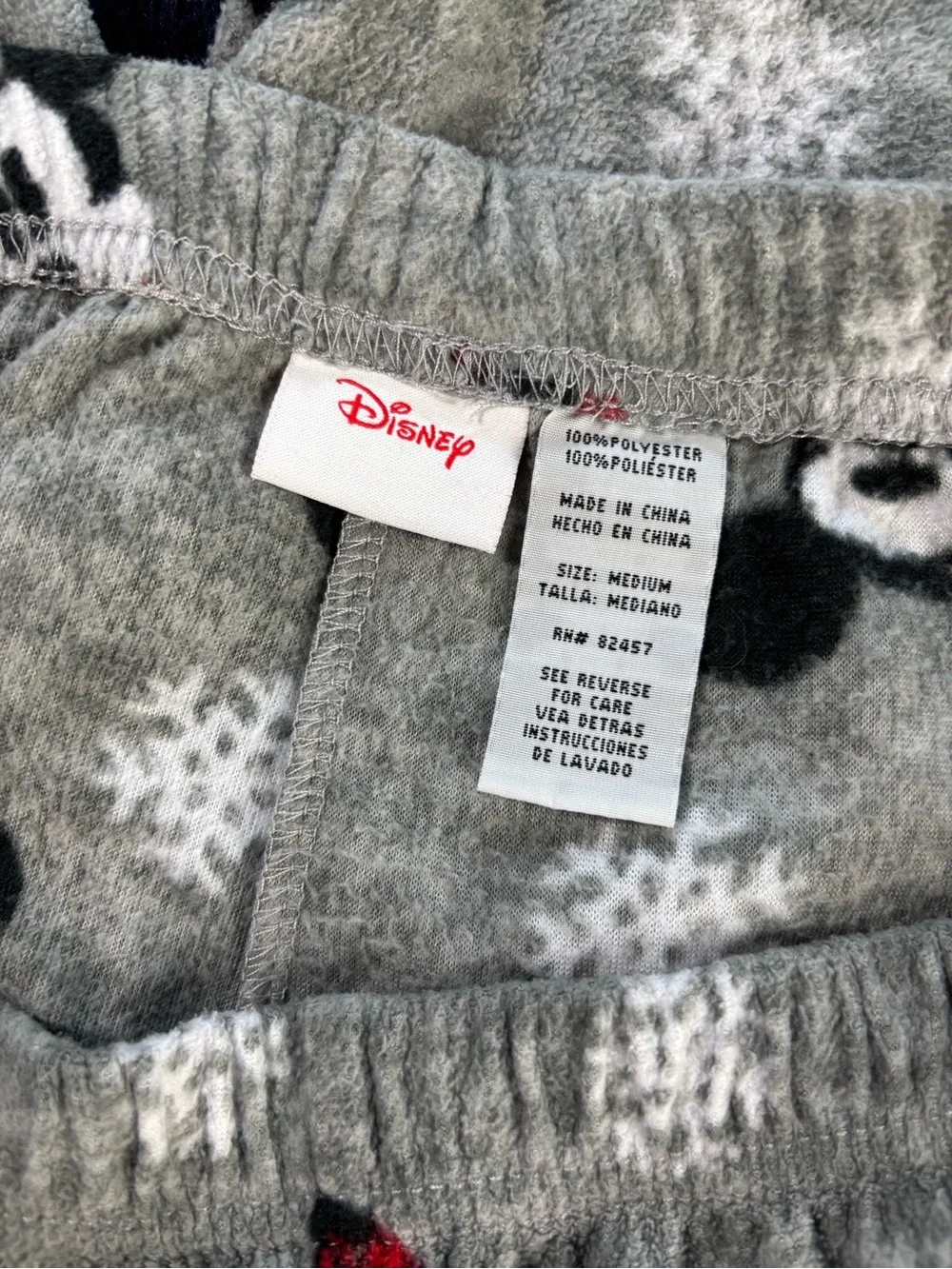 Disney Mickey Mouse Scarf Winter Fleece Pajama Pants Unisex Medium M Gray